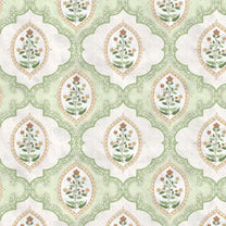Gulshan Indian Design Wallpaper Roll in Green Color for Rooms
