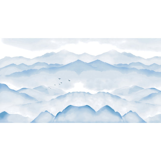 Watercolor Foggy Mountains Wallpaper Customised for Kids Room