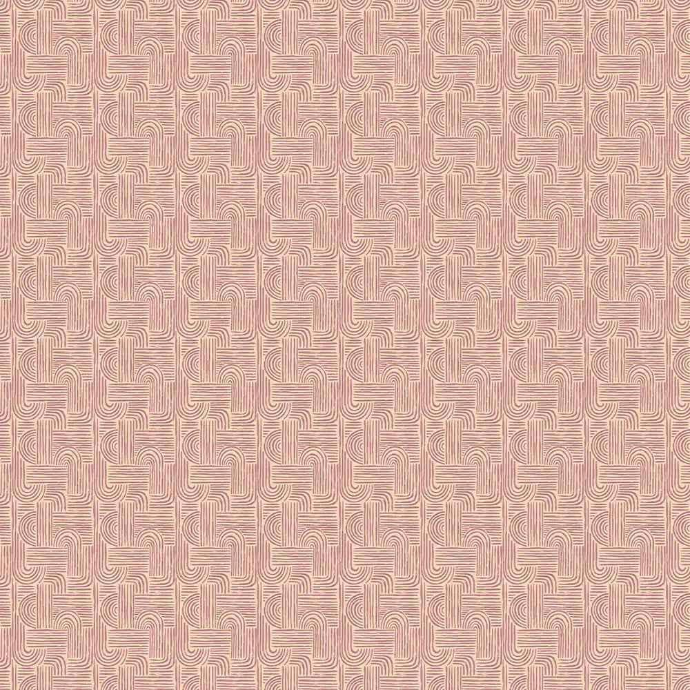 Buy Symmetry Design Wallpaper Roll in Beige & Dusty Pink Color
