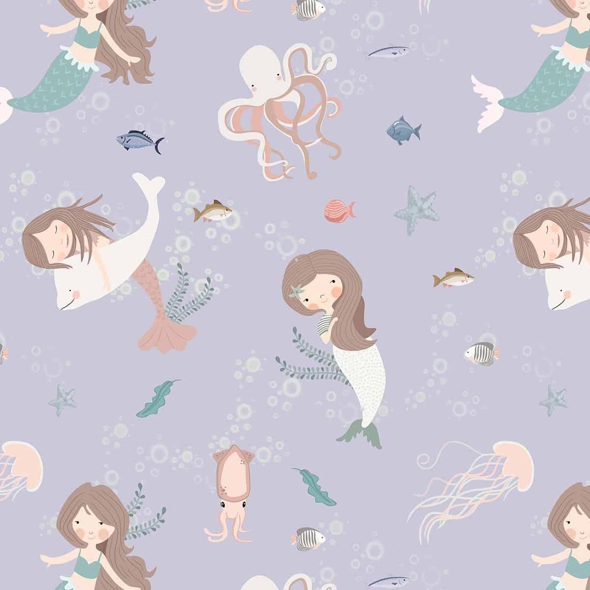 Mermaid Melodies: Underwater Adventure, Wallpaper For Kids, Lilac