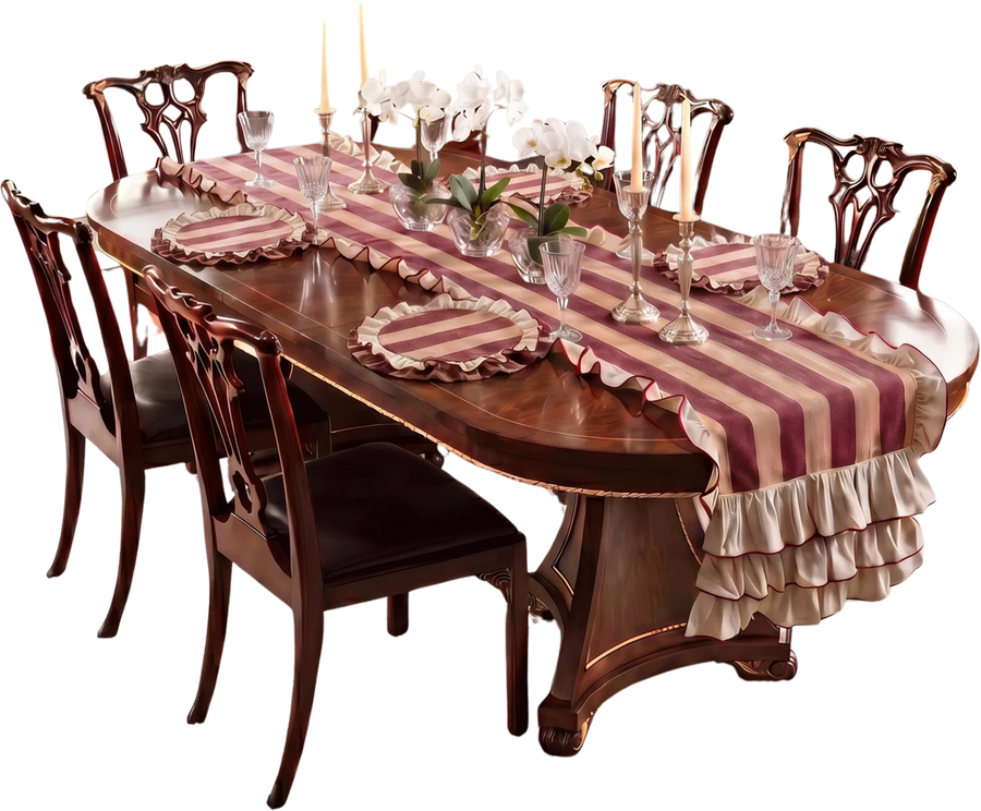 Florentine Ruffle Table Runner Maroon