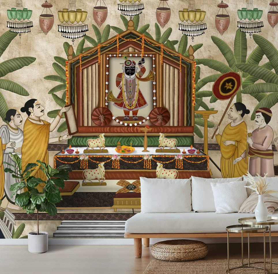 Shrinathji Pichwai Design Wallpaper, Premium Customised