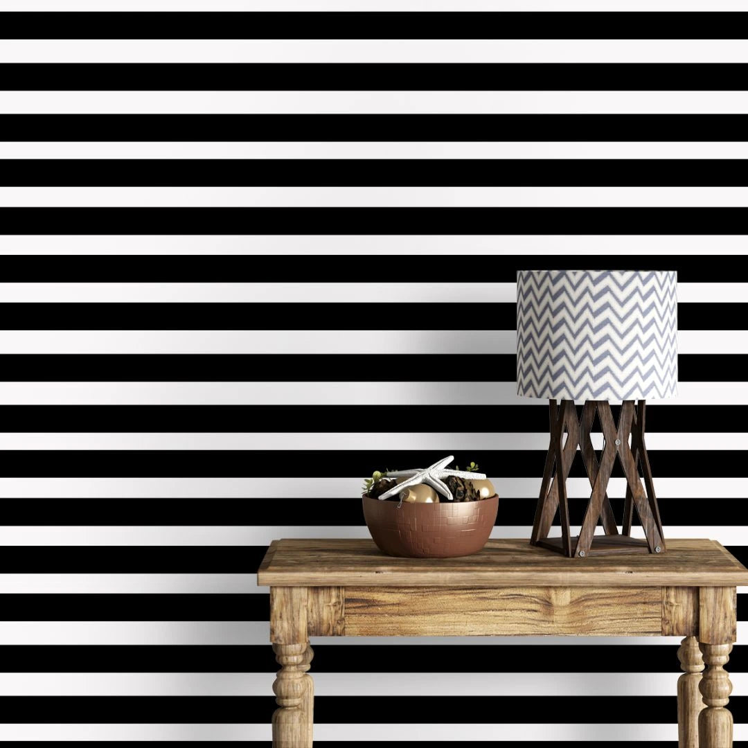 Black And White Stripes Fabric, Wallpaper and Home Decor