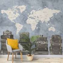 Travel Themed World Map Wallpaper by Life n Colors