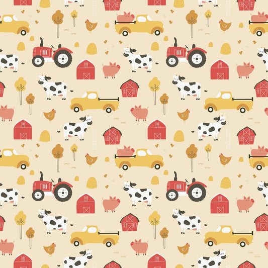 Farm Animals and Vehicles, Kids Nursery Room Wallpaper