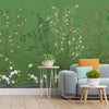 Green Color Chinoiserie Design Wallpapers for Walls, Customised
