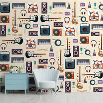 Modern Musical Instruments Wallpaper for Rooms