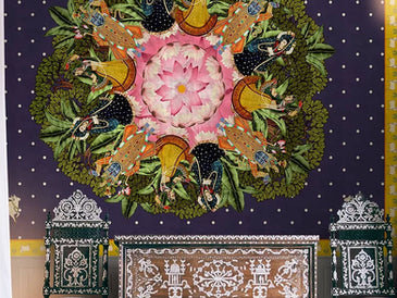 Raasleela Pichwai Wallpaper: Bring the Beauty of Krishna and Gopis to Your Home Decor