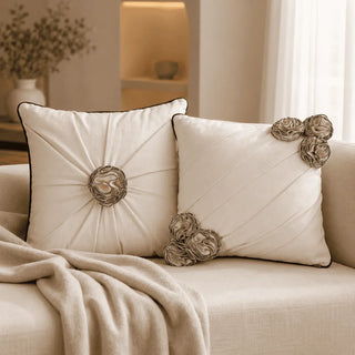 Two cushion covers from the Ivory Gardenia family 