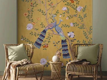 Morni, Peacock, and Flowers Chinoiserie Design