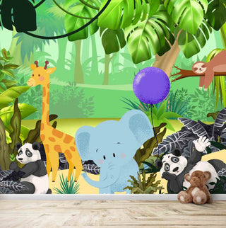 Jungle theme for kids nursery room walls