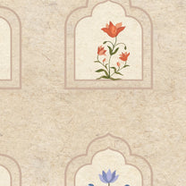 Buy Floral Radiance Framed Jharokha Wallpaper for Rooms, Customised