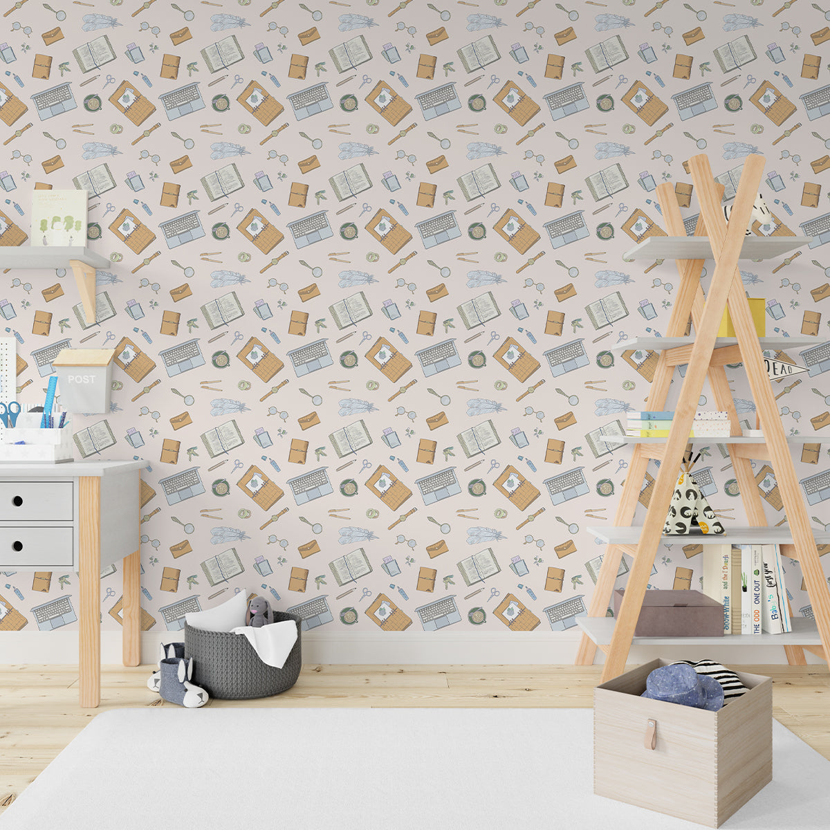 Exploration Station, Wallpaper Design for Rooms, Yellow