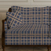 Checkers Geometric Pattern Sofa and Chairs upholstery Fabric Blue & Brown