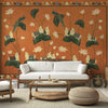 Pichwai Floral Cow Painting Inspired Rust Orange Wallpaper for Walls