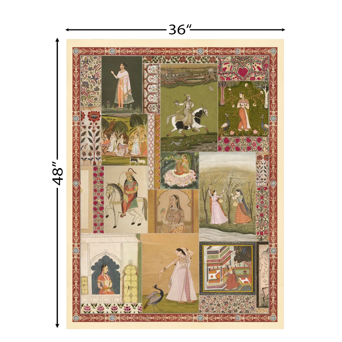 size chart Netri Vintage Indian Painting Wall Art Digital Print Poster 36 x 48 inches