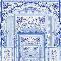 Dilli Darbar, Wallpaper in Suneherii Collection, Indigo Blue, Customised 