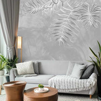 Buy now Misty Tropics Grey Tropical Leaf Wallpaper Customised