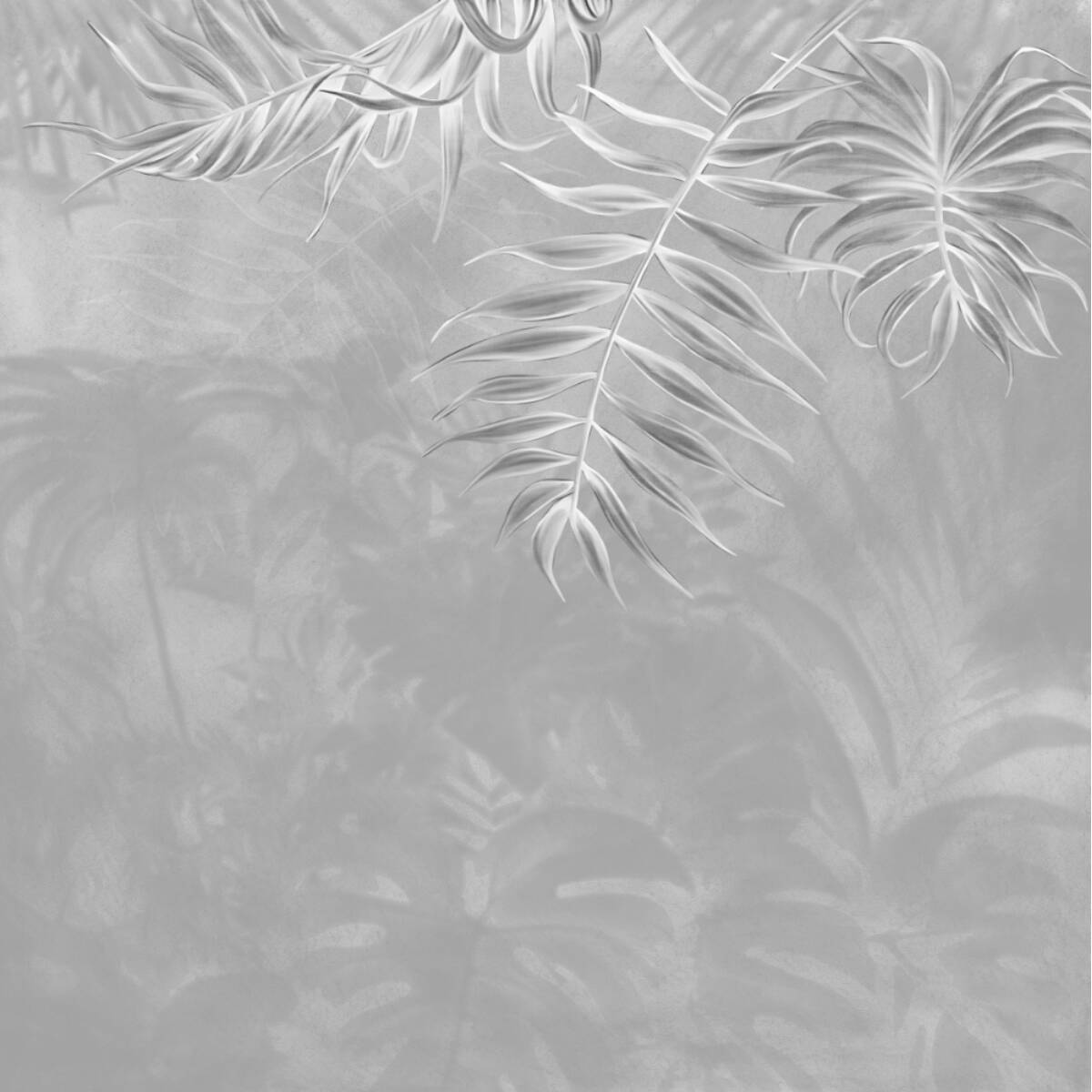 Misty Tropics Grey Tropical Leaf Wallpaper Customised