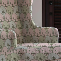 Kanan Indian Sofa and Chairs upholstery Fabric Pink & Green Half circle, geometric, 