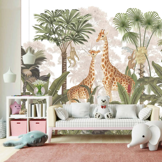 Buy now Van, Beautiful Vintage Jungle Theme Kids Wallpaper, Multicolor Customised