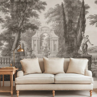 Ethereal Dreams Misty European Wallpaper, Warm Grey