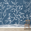 Sunset Serenade, Blue Chinoiserie Wallpaper Design