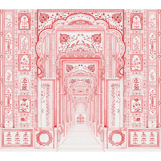 Dilli Darbar, Wallpaper in Suneherii Collection, Crimson Red, Customised