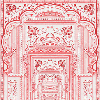 Dilli Darbar, Wallpaper in Suneherii Collection, Crimson Red, Customised