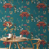 Mayur Exotic Teal Color Chinoiserie Wallpaper