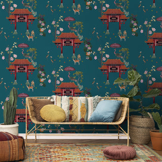 Mayur: Exotic Chinoiserie Retreat, Teal