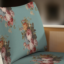 English Floral Sofa and Chairs Upholstery Fabric Teal