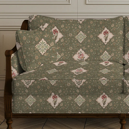 Buy Virasat Floral Pattern for Sofa and Chair Upholstery Fabric in Green Floral Pattern