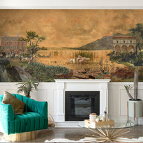 Britannia Oasis, European Room Wallpaper, Golden Hues, Customised