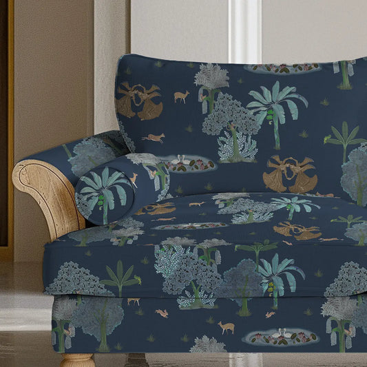 Nritya Sofa and Chairs Upholstery Fabric Blue