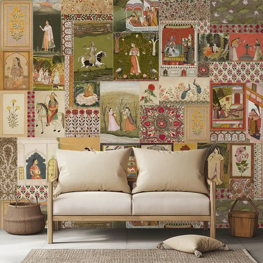 Netri A Vintage Indian Art Inspired Wallpaper