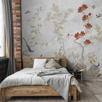 Japanese Garden Wallpaper for Luxury Homes in Silver Color