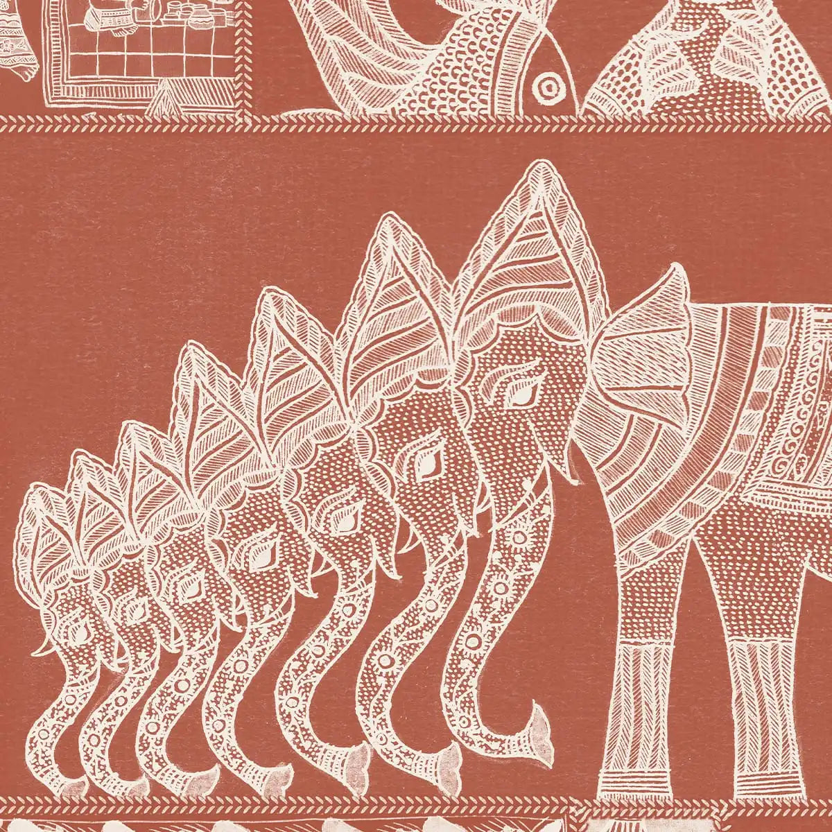 Geet Madhubani's Artistic Brilliance, Terracotta Red