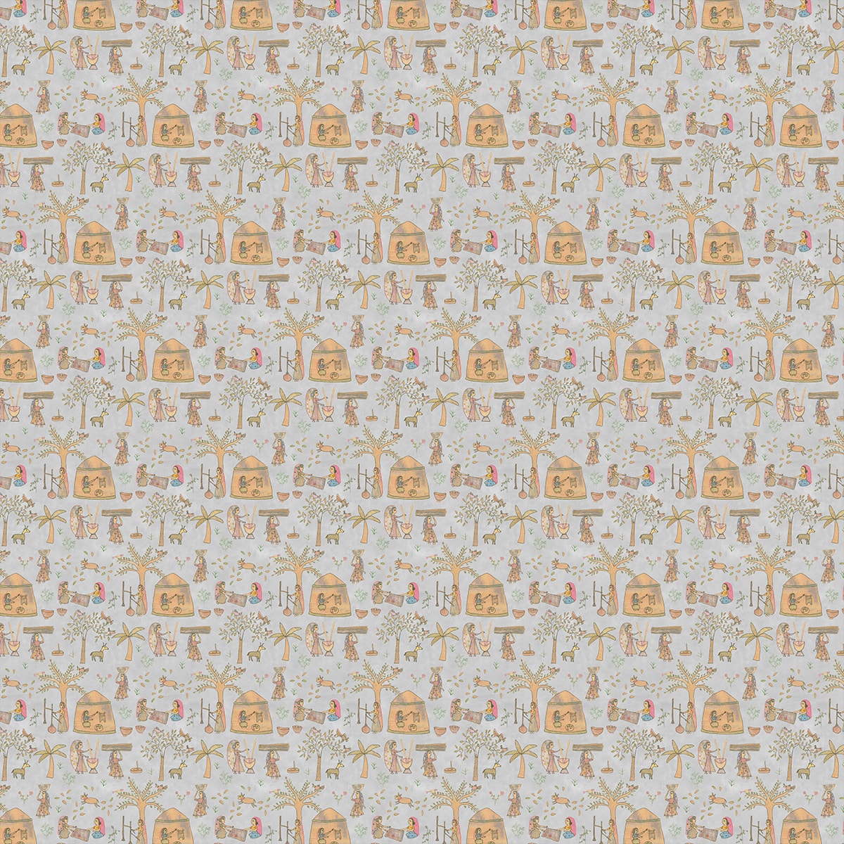 Shop Mithila Indian Sujani Art Grey Wallpaper for Wall