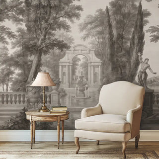Ethereal Dreams Misty European Wallpaper, Warm Grey