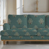 Zardozi Floral Sofa and Chairs Upholstery Fabric in Teal Color