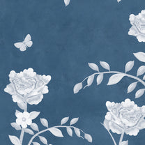 Sunset Serenade, Blue Chinoiserie Wallpaper Design Buy Now