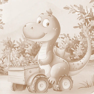 Dino Camp Kids Room Wallpaper Mocha Mist