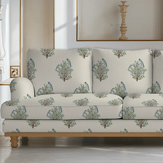 Floral Buti Sofa and Chairs Upholstery Fabric Cream