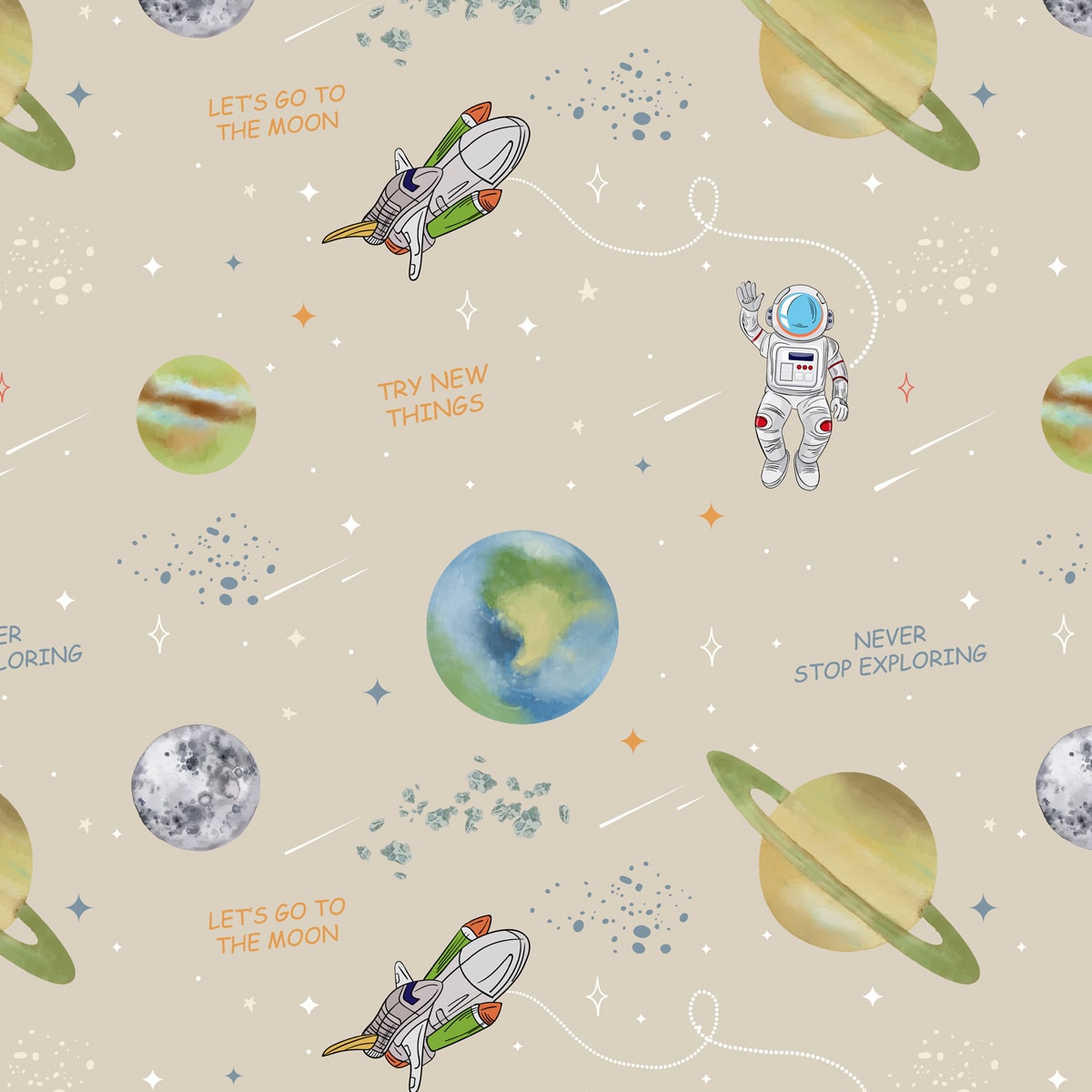 Planets of Wonder: Stellar Space Wallpaper, Sage Sand