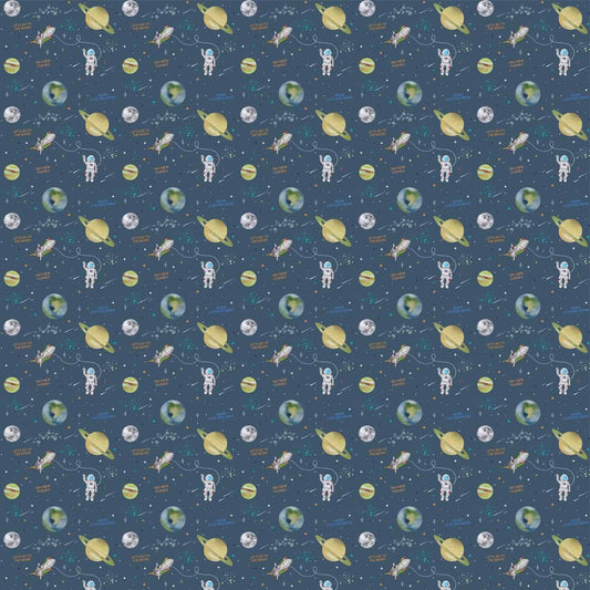Copy of Planets of Wonder: Stellar Space Wallpaper, Deep Blue