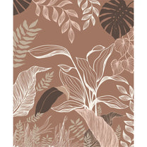 Botanical Muse Tropical  Wallpaper, Brown Background Customised