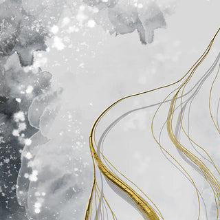 3D Look Gray Marble Wallpaper with Gold Color Lines Panels 