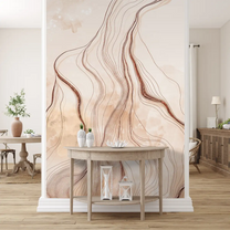 3D Look Marble Wallpaper with Rose Gold Color Lines, Customised