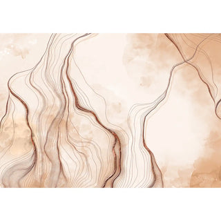 3D Look Rose Gold Marble Wallpaper with Gold Color Lines Panels